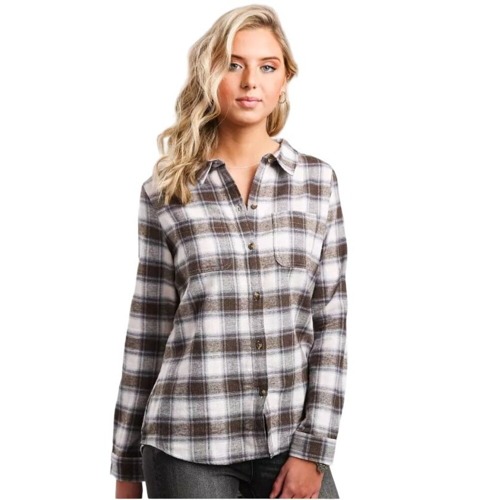 BKE Gray Blue Brushed Flannel Long Sleeve Button Up Shirt Country SIZE LARGE